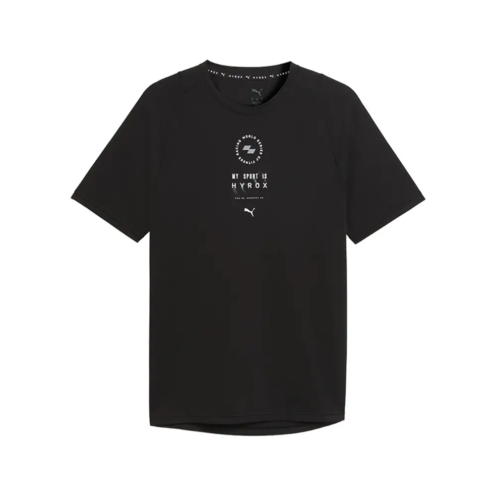PUMA Mens X Hyrox Dryelite Crew Neck Short Sleeve Athletic Training Casual Tops Casual - Black