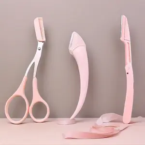 Eyebrow Scissors Set, 3-piece set eyebrow trimmer, eyebrow shaping tool, eyebrow products for women and girls, portable eye makeup tools for home and travel