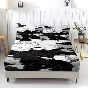 Jujutsu Kaisen Gojo Satoru Manga Collage Fitted Sheet Set, 3-Piece Bedsheet (1 Fitted Sheet + 2 Pillowcases) Soft Microfiber Bedding, Anime Character Design – Perfect Gift for JJK Fans