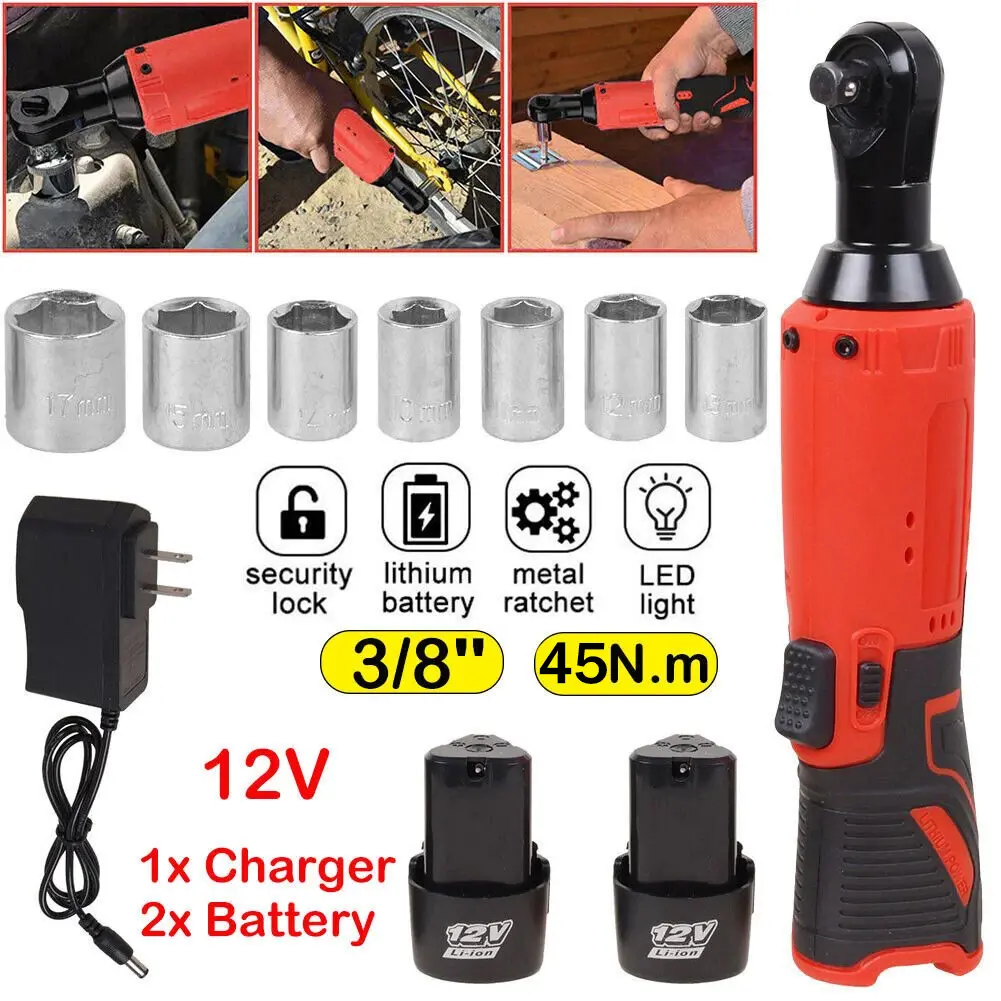 Electric Right Angle Wrench, 45NM 3/8'' Ratchet Wrench, Removal Screw Nut Car Repair Tools, Power Tools, Cordless Power Tool Set, Power Tools