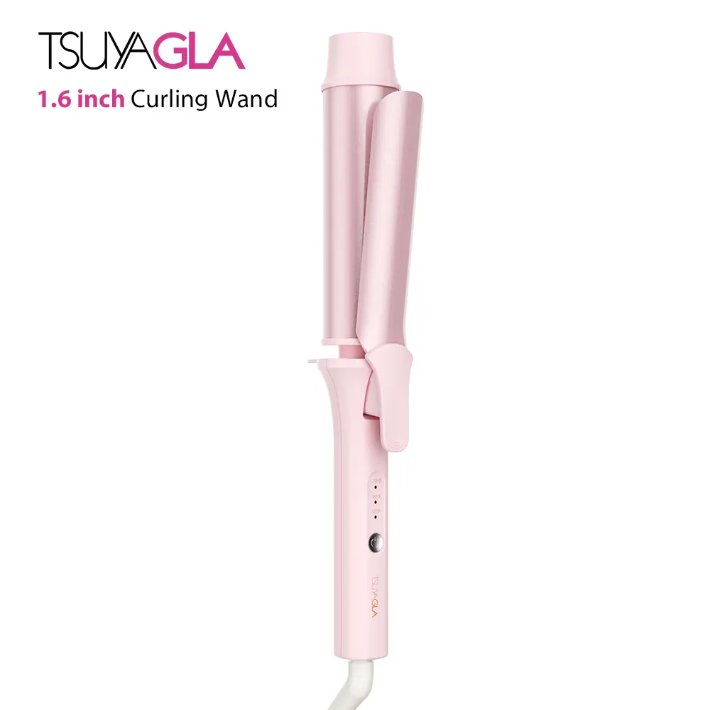 TSUYAGLA 1.6 Inch Large Barrel Curling Wand, Ionic Ceramic Hair Curler for Long Hair, Professional Big Wave Wand with Auto Shut-Off