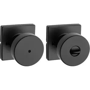 Interior Privacy Door Knob with Lock, Door Handle For Bathroom and Bedroom, Matte Black Keyless Turn Lock Doorknob, with Microban Protection