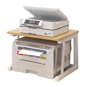 GARVEE Printer Stand, 2-Tier Wooden Desk Organizer for Small Spaces, Multi-Purpose Desk Organizer, Storage Shelf for Fax Machine, Scanner, Microwave