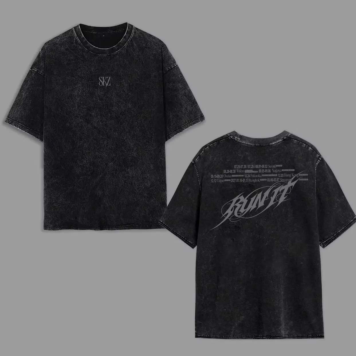 2026- 2027 Skz World Tour Run It 2026 Mineral Wash Tee, SKZ This And That Album Shirt, Run It Shirt, Skz Kpop Tee