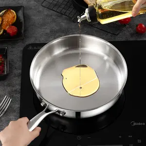 Stainless Steel Non-Stick Frying Pan, Even Heat Distribution for Gas and Induction Cooktops, Perfect for Steaks and Baking, Cookware Stainless Steel