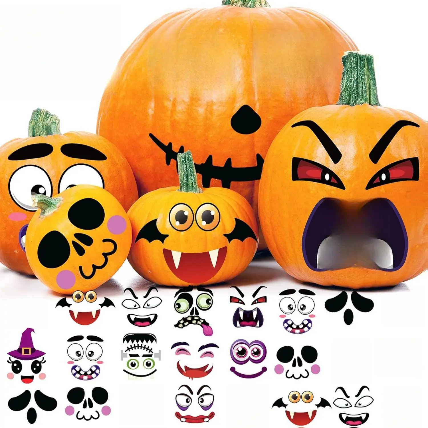 Halloween Pumpkin Decorating Stickers 30 Sheets Pumpkin Face Stickers for Pumpkin Decorating Jack O Lantern Stickers for Kids Halloween Party Favors