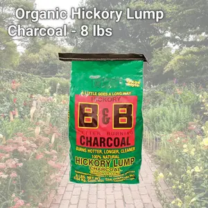 B&B Charcoal 8023448 Organic Hickory Lump Charcoal - 8 lbs