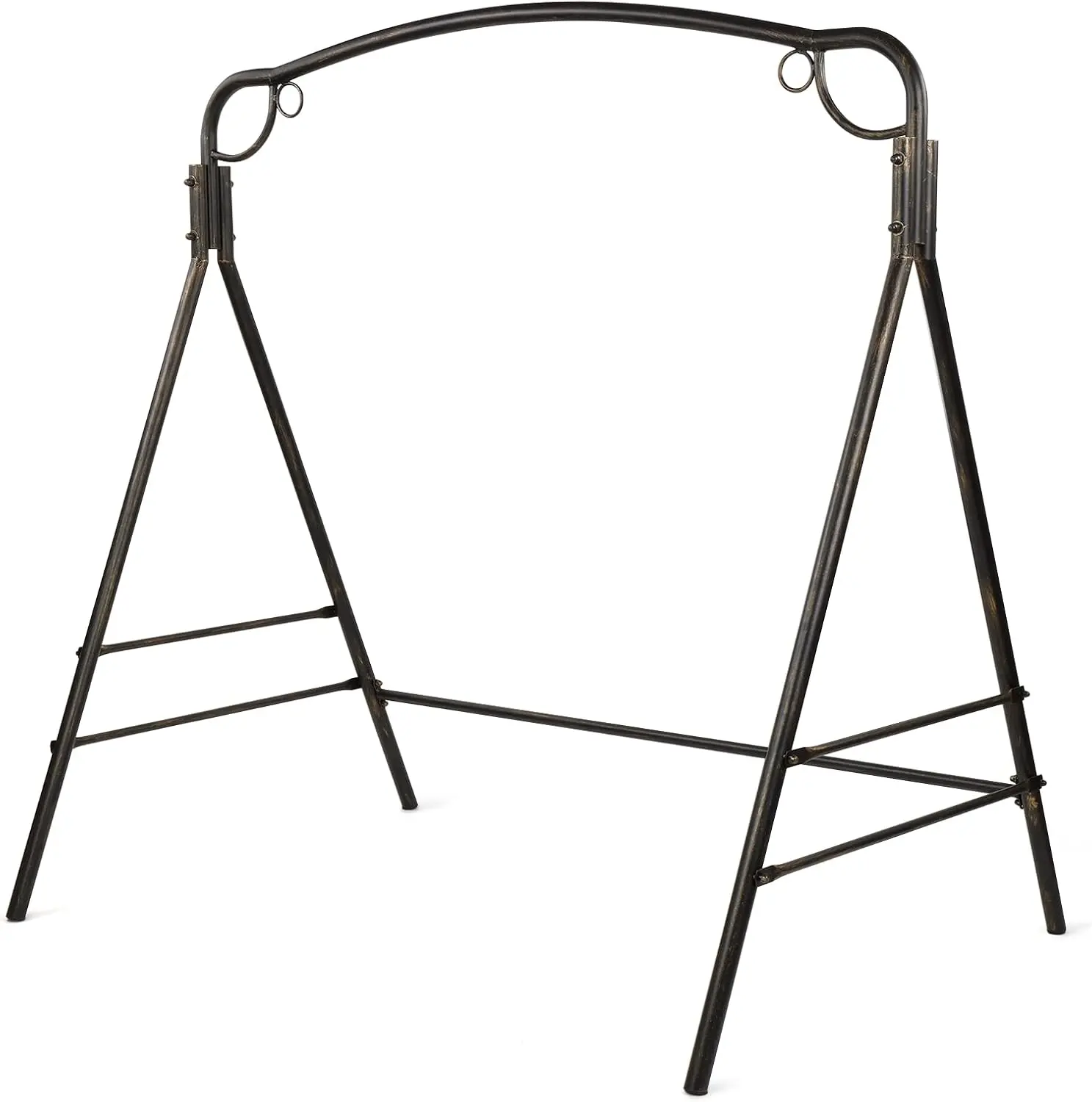 VINGLI Upgraded Metal Porch Swing Stand with Antique Bronze Finish, Heavy Duty 660 LBS Weight Capacity Steel Swing Frame with Extra Side Bars, Powder Coated Hanging Swing Frame Set for Outdoors