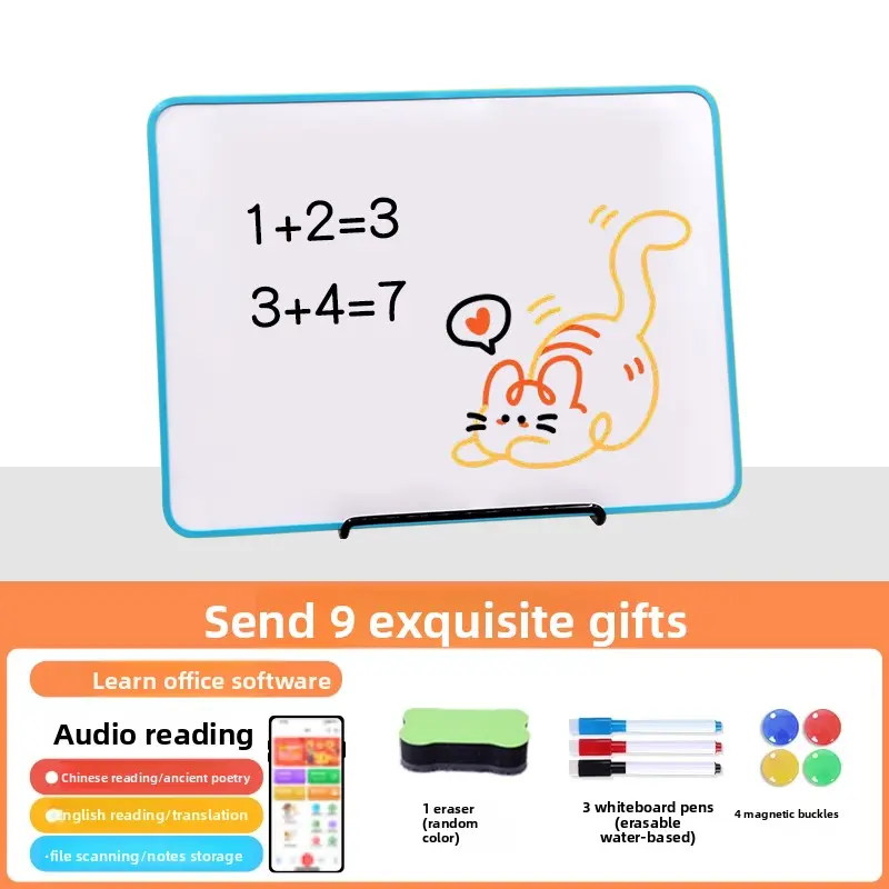 Blue-framed whiteboard [iron stand]