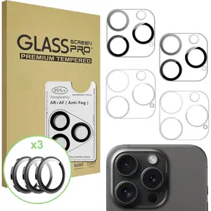 for iPhone 16 Pro/16 Pro Max Camera Lens Protector,[Anti-Scratch][Easy to Install],High Definition,Anti Fingerprint,Tempered Glass film[2+2+1 pack]