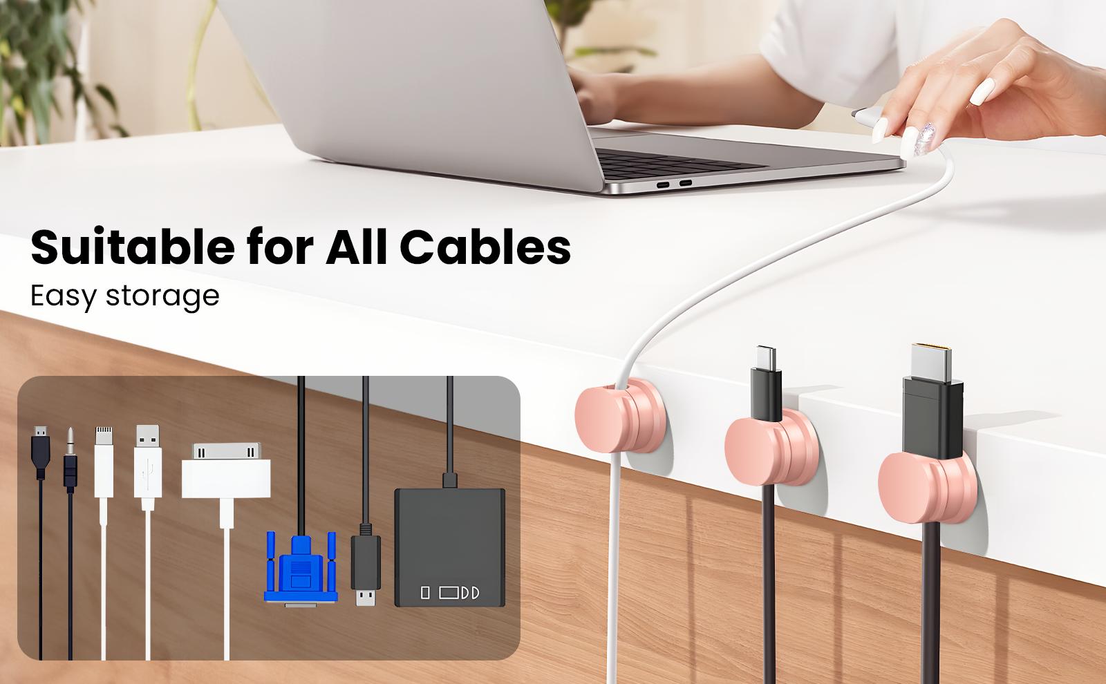 Cable Management Holder, 12pcs/Set Wall Mount Cable Organizer, Desktop Cable Management Clip, Office Desk Home Organizer