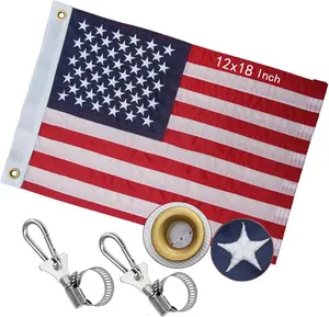 Boat for Flag 12x18 Inch, Small  Flag Boat Heavy Duty 210D Nylon Embroidered  Flags For Outdoor ATV, Golf Cart Flag, mailbox and Independence day With 2 Boat Flag Pole Kits