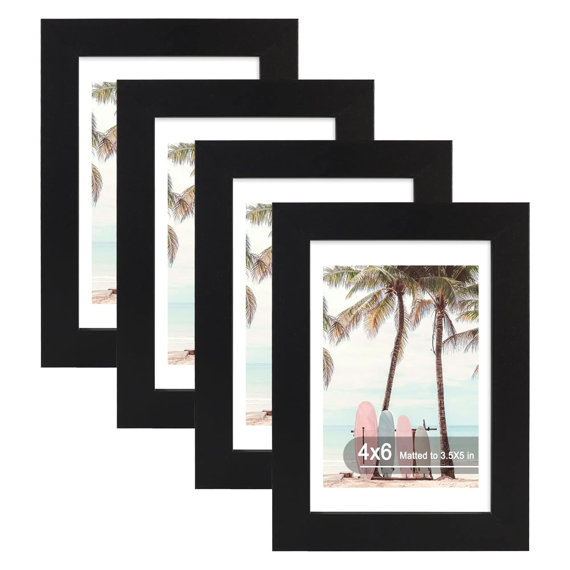 4x6 Picture Frame Set of 10, Display Pictures 3.5x5 with Mat or 4x6 Without, Multi Photo Frames Collage for Wall or Tabletop Display, Family Picture Frames Collage Wall Decor, Black, Framed Decor, Classic Rectangular Frame
