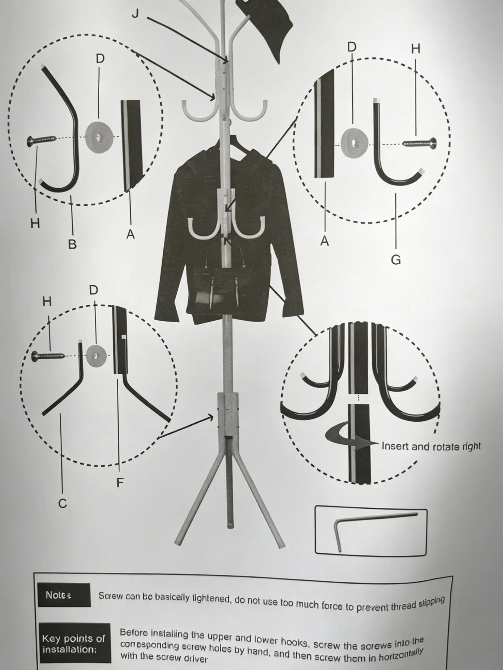 1 pc Coat Rack Instruction Manual - Compact Assembly Aid for DIY Users, Home Organizer Accessory with Coat Hanger & Hook for Hanging Storage Needs, Instruction Guide