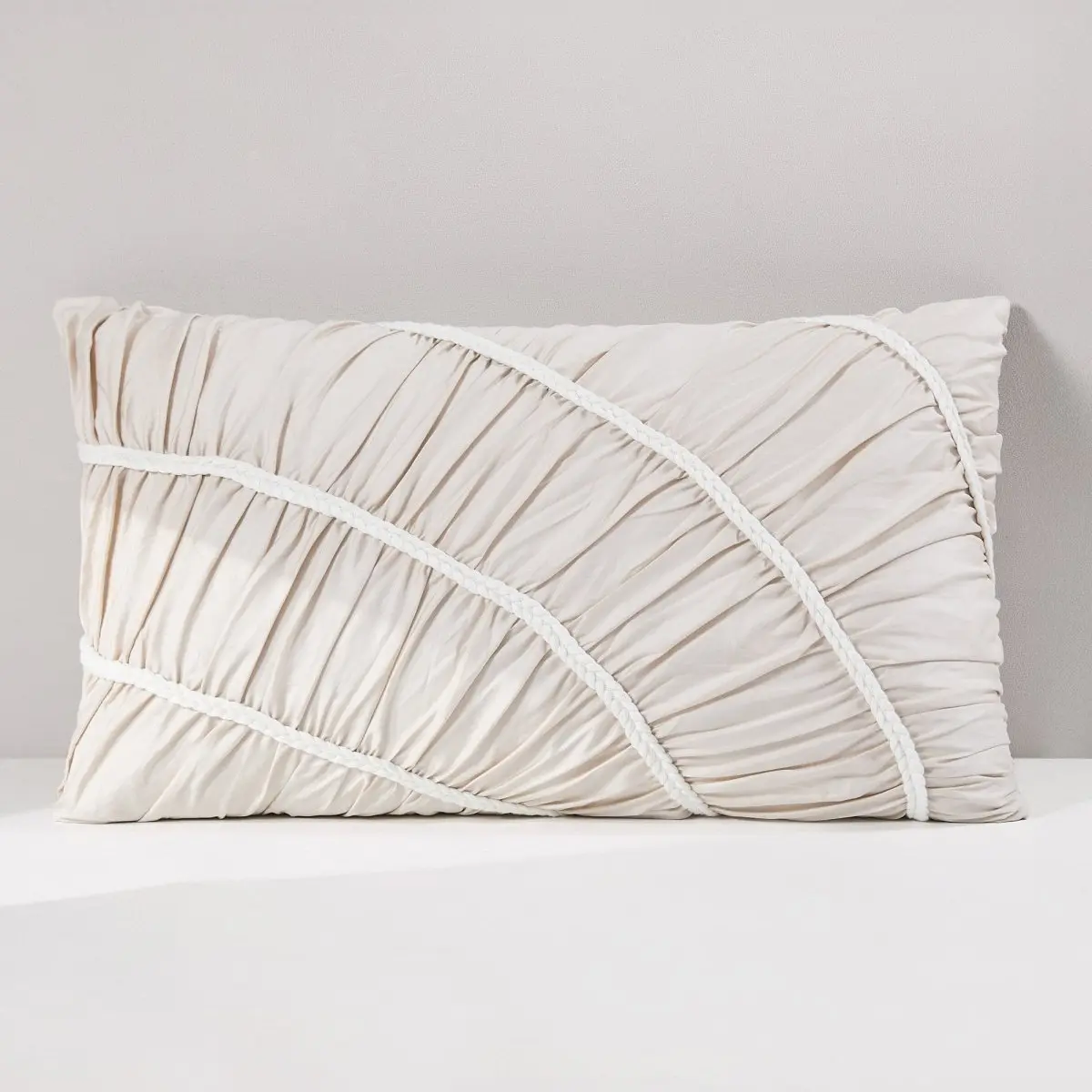 Lush Decor x Chuks Collins Floral Flow Decorative Pillow Cover - All-Seasons Ruched Textured Cotton, Invisible Zipper, Blends Earthy Hues, Personal Style Home Modern Luxury Soft Furnishings
