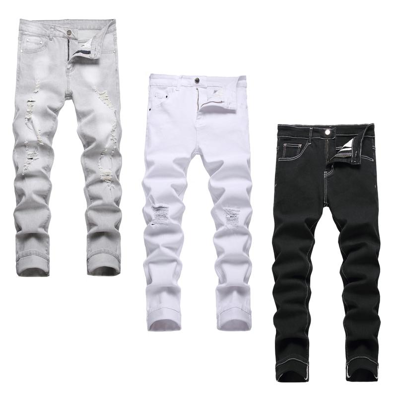 JUNBAOSS Men's 1-3 Pack Slim Fit Stretch Jeans Ripped Skinny Jeans for Men, Distressed Straight Leg Fashion Casual Popular Chic Comfort Flex Waist Denim Pants, Menswear Classic Street Style Cotton Fabric Jean Natural Hipster Personalized Stylish Jeans