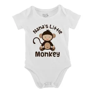 Funny Baby Babysuit Nana'S Little Monkey Letter Print Baby Short Sleeve Onesies Romper For Infant, Newborn Boys Girls Soft Casual Outfit ，Outdoor Baby Bodysuits