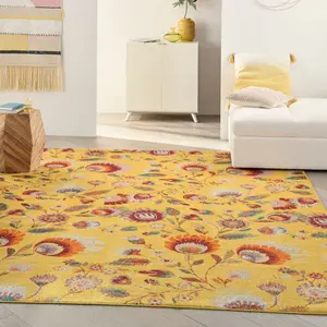 Nourison Machine-Made Country Chic Blooming Floral Area Rug - Easy-Clean Soft Furnishing Clean Area Rugs, Floral Area Rugs