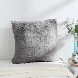 1pc Long Hair European Pillow Sham, Luxury Long Hair, PV Fur, Faux Fur Cute Color European Pillow Cover/Case