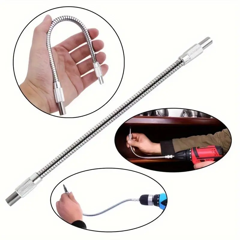 Hexagonal shank metal flexible shaft electric drill with changeable direction screwdriver, 143mm/5.63in