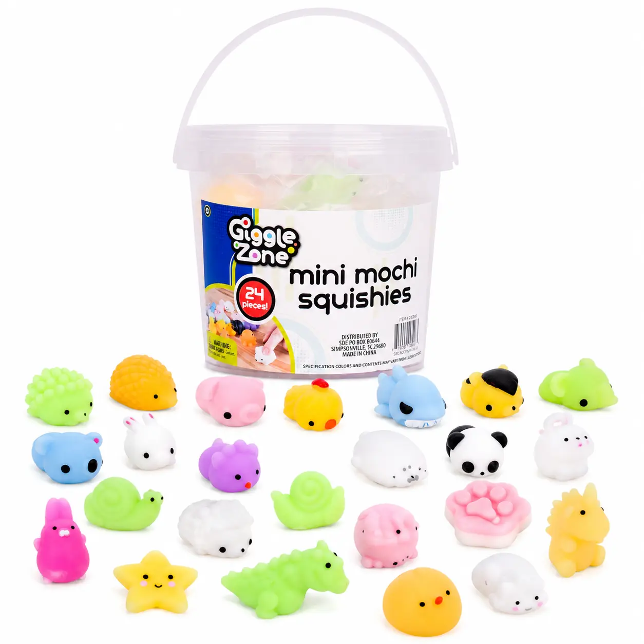 Mini Mochi Squishies - 24 Piece Fidget Toys with Storage Container - Giggle Zone