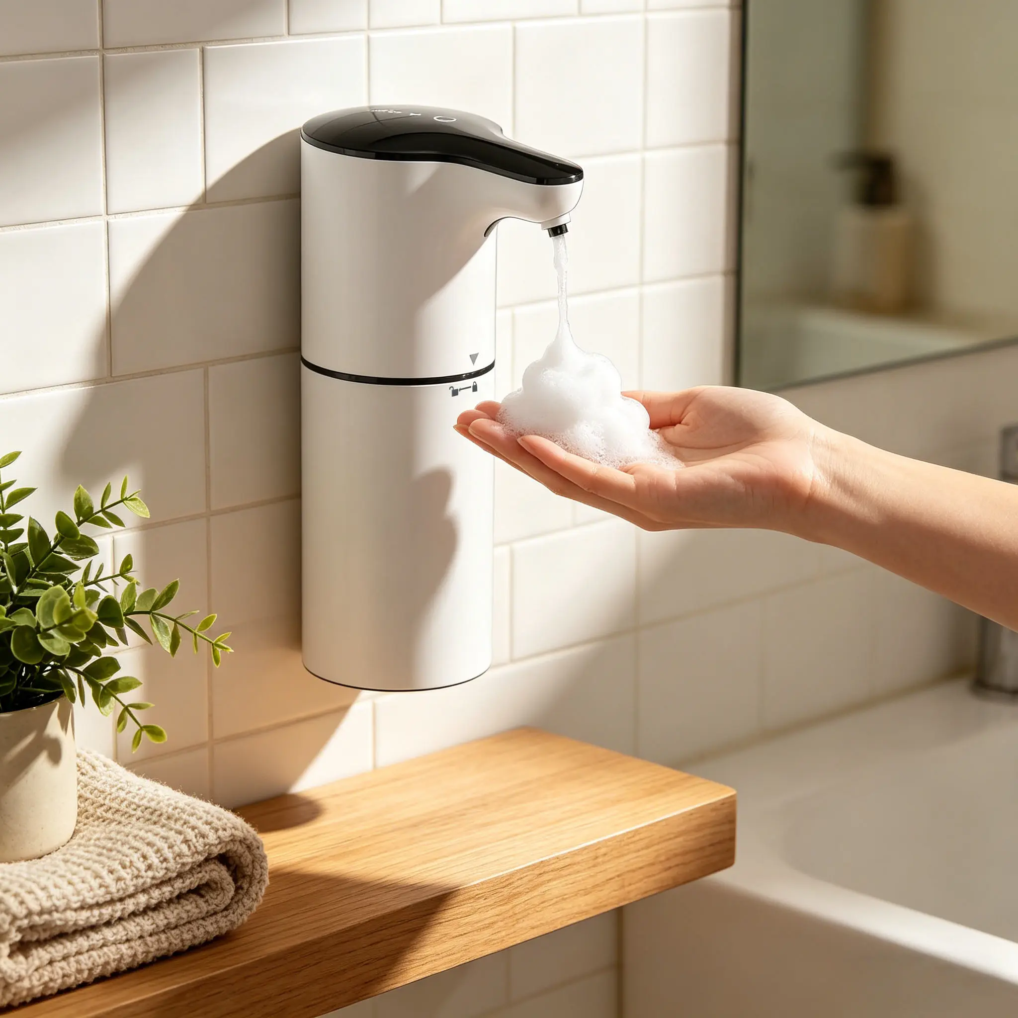 Smart Touchless Automatic Soap Dispenser, 12 oz USB-C Rechargeable Electric Soap Pump with 8 Adjustable Levels, Waterproof Hands-Free Dish & Hand Soap Dispenser for Kitchen & Bathroom