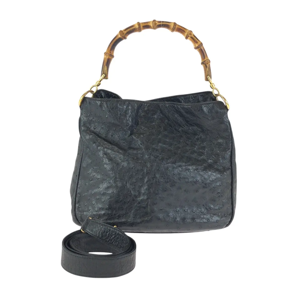 Pre-owned GUCCI Others Shoulder Bags Ostrich Bamboo 2way bag
