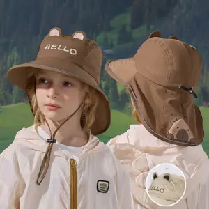 2026 New Cute Cartoon Sun Hat for Children, Outdoor Sun Hat for Boys and Girls, Wide-brimmed Shawl-Style Fisherman Hat