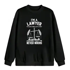 100% Cotton Long Sleeve Sweatshirt – Funny Lawyer Text and Law School Pattern for Men and Women