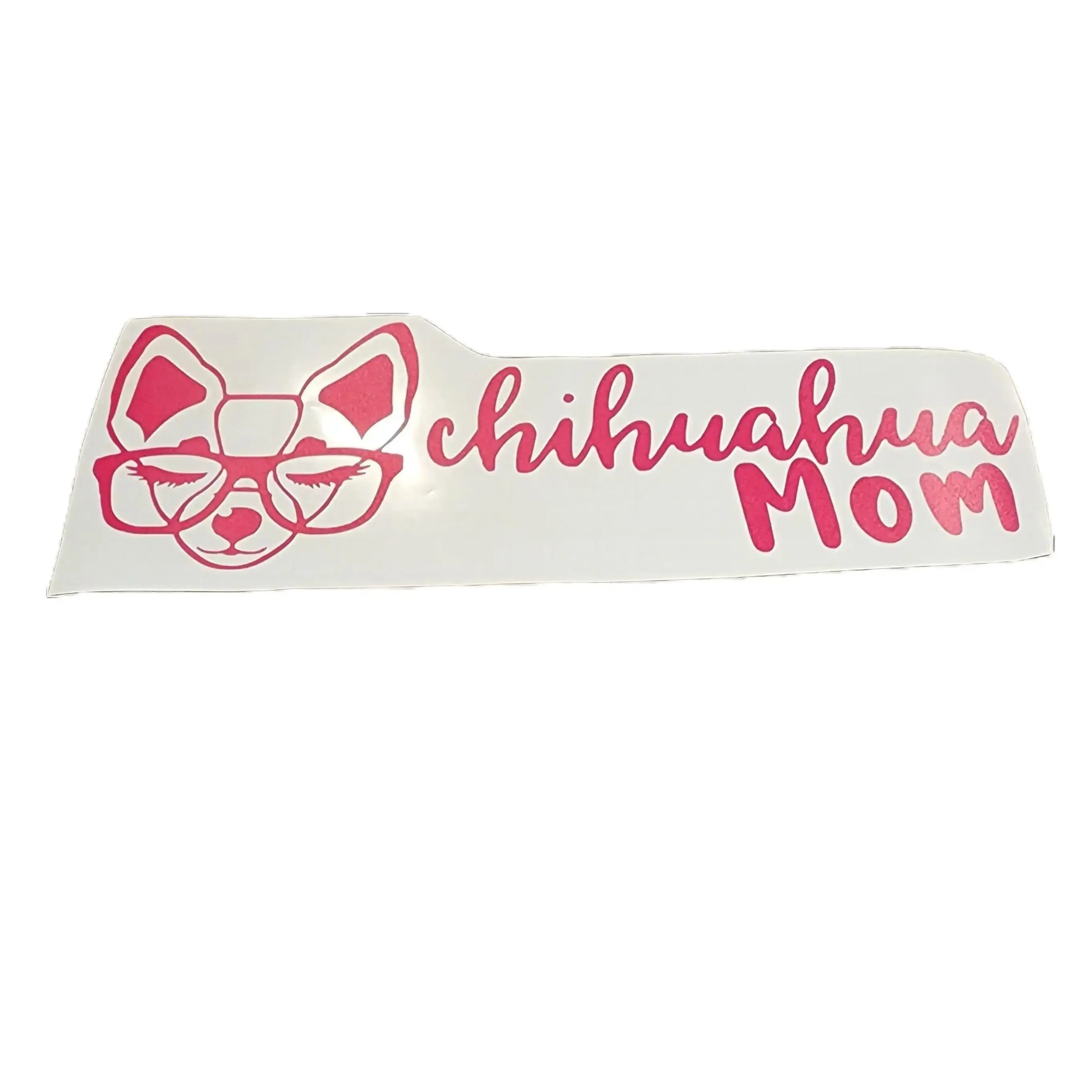 Chihuahua Mom 12x4 Decal Featuring Cute Chi With Glasses