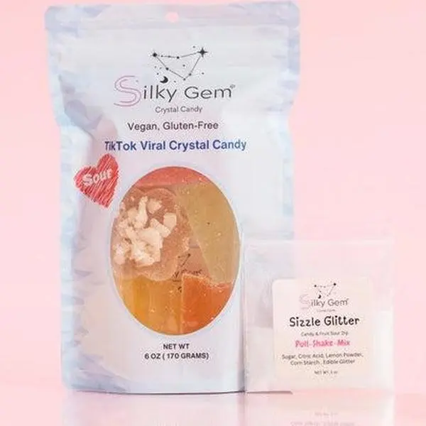 Silky Gem Crunchy Fruity Crystal Candy Sour Bites - Sugar Snack with Interactive Zest Experience, ASMR  Sweet