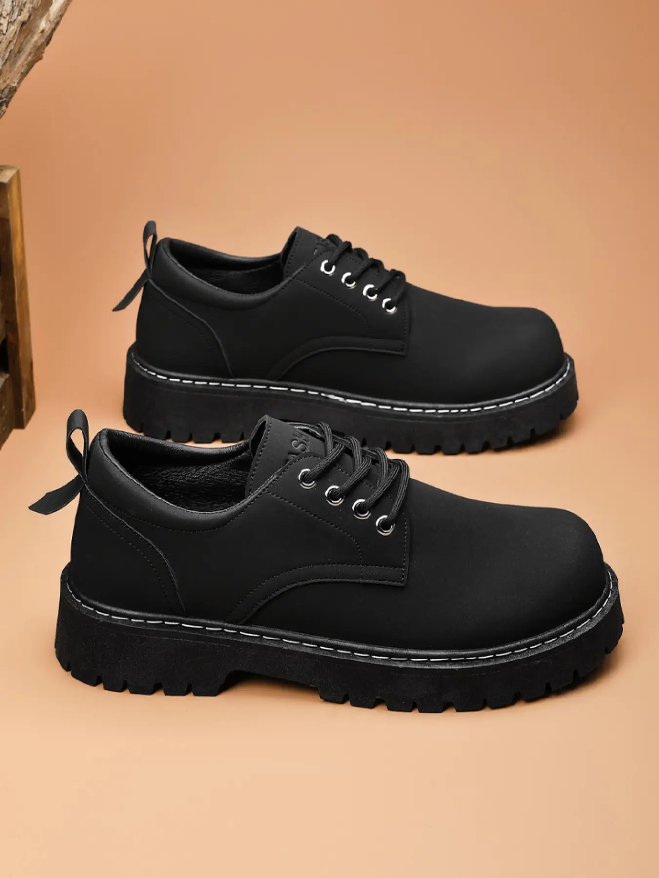 Men's Casual Large Size All-Season Versatile PU Leather Derby Shoes, Breathable Thick Sole Comfortable Footwear for Business & Outdoor