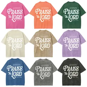 "Praise The Lord" Christian Graphic T-Shirt, Faith Fashion Lover Top, Bible Verse Pattern, Vintage Washed Fabric, Casual And Versatile
