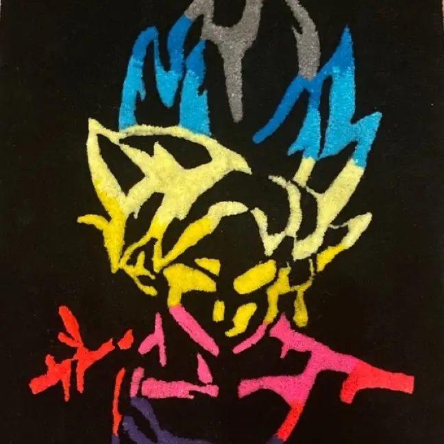 Multi colored anime rug Goku