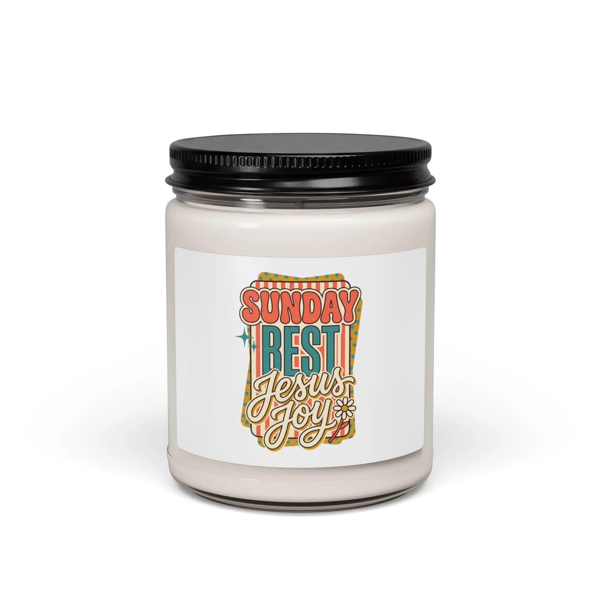 Sunday Rest Jesus Joy Candle | Christian rainbow scripture soy candle