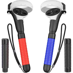 VR Game Handle Accessories for Quest 2 Controllers, Extension Grips for Playing Beat Saber Gorilla Tag Long Arms, Compatible with Oculus Quest 2 Touch Controllers, Black, Red, Blue
