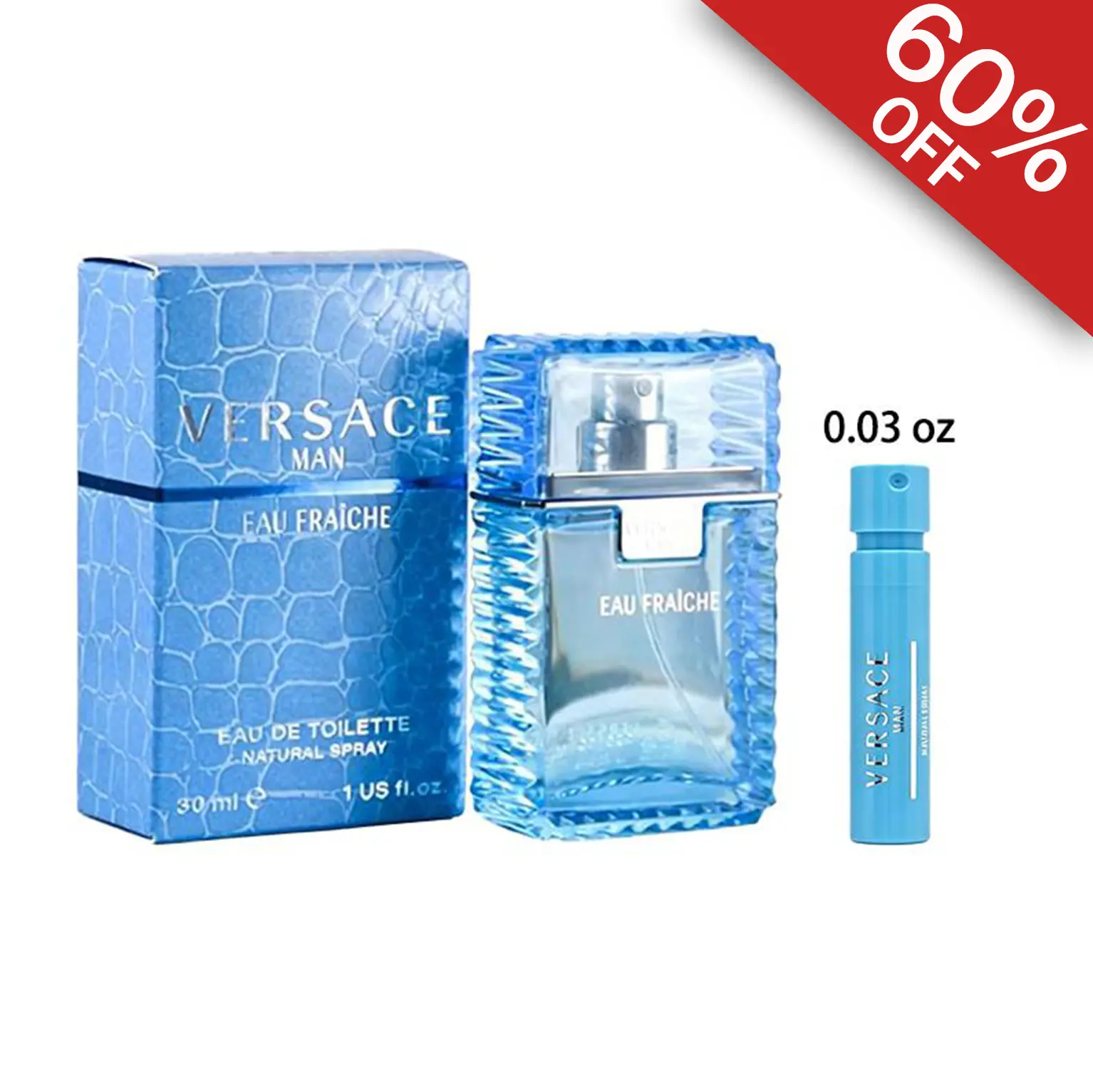 Versace Eau Fraiche EDP Spray Men's Cologne - Authentic Fresh Floral Designer Fragrance, Easy to Apply, Long-Lasting Daily Wear, Travel-Friendly, Conveniently Sized Multi-Sizes (0.03 oz/1ml Mini Sample, 1, 1.7, 3.3 oz)