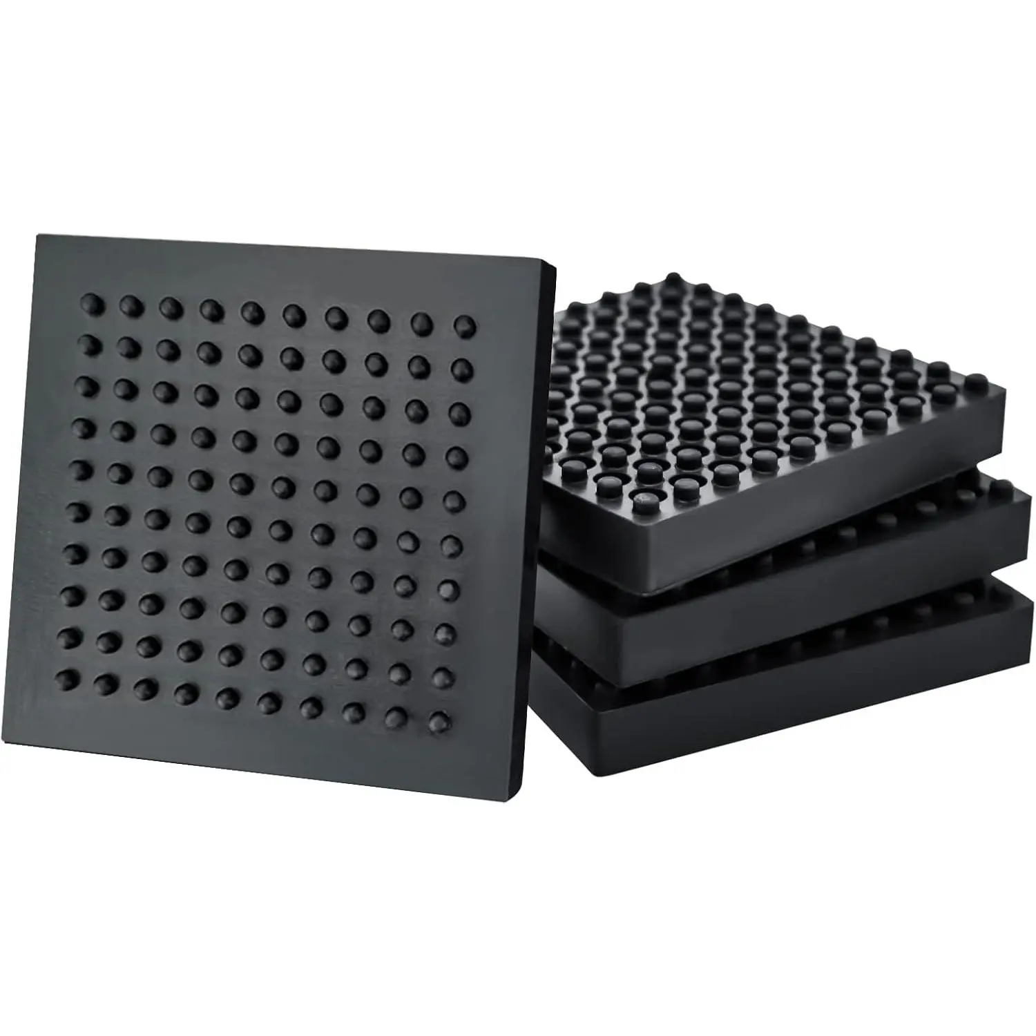 Exercise Equipment Mat - 4 x 4 x 0.8 Inches 4 count Non Slip Noise Reduction Anti Vibration Treadmill Stationary  Mats, Heavy Duty Thick Steel Embedded Rubber Pad for Hardwood Floors & Carpet