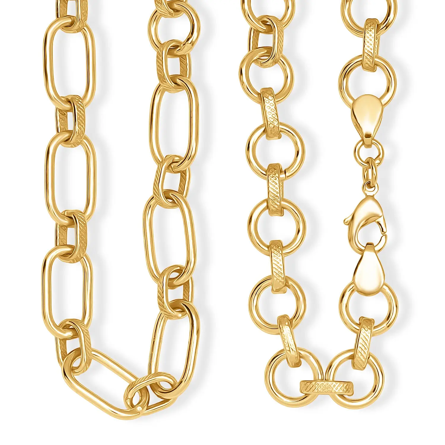 EverTrue Bronzella Collection Dual-Link Textured Chain Necklace in 18K YG Plated Bronze 20 Inches