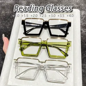 Women's Plastic Metal Frame Reading Glasses, 3 Pairs Casual Fashion Eyewear, Stylish Lightweight Designer Readers