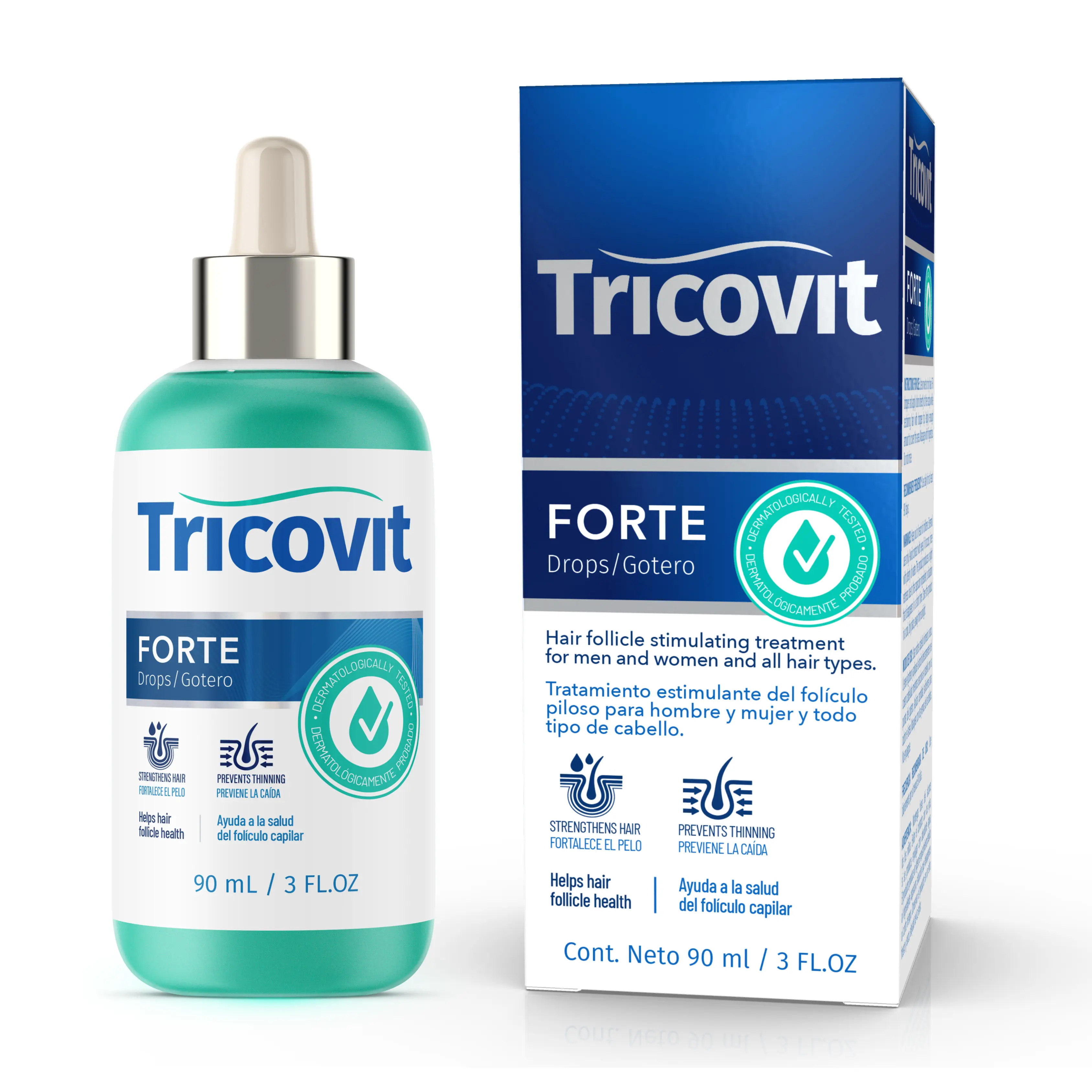 Tricovit Forte Hair Dropper - Follicle Stimulating Treatment for Men and Women - 90 mL / 3 FL.OZ. - Suitable for All Hair Types - New Product