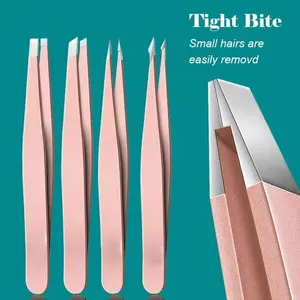 Precision Stainless Steel Tweezers for Eyebrow Hair Removal, Facial Hair Remover, Blackhead Slant Tip, Corn Tip, Sharp Tip
