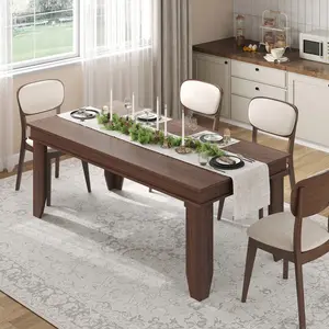 71'' Long Rectangular Farmhouse Dining Table for 6-8 People, Rustic Wooden Kitchen Table with Sturdy L-Shaped Legs, Easy Assembly Family Dining Furniture for Daily Meals & Gatherings