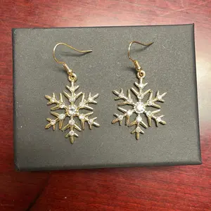 Gold Snowflake Hook Earrings