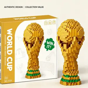 World Cup Trophy Blocks Gift Box Set, Soccer Building Block, Football Fans Souvenir, Puzzle Toy, Kids' Festival Gift, Graduation Season Present