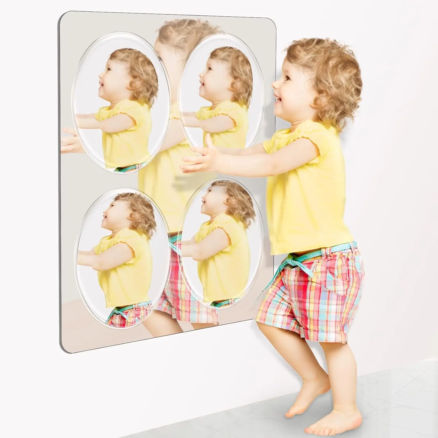 Shatterproof Wall Mount Bubble Mirrors for Toddlers - Large Size Durable Acrylic Rounded Edge, Playroom Use, Self-Discovery Tool, Gifts for 1-3 Year-Olds