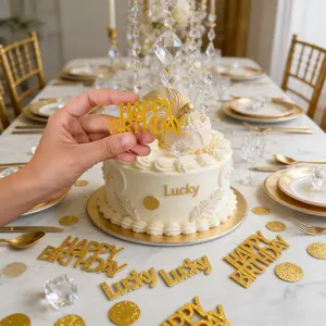 98 Glitter Party Confetti, Lucky Theme Round Letter Table Decor, Happy Birthday/lucky Text, Ideal for Birthdays, Graduations, Holidays