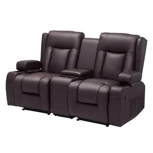 VEVOR Loveseat Recliner Sofa, Power Reclining Couch with Heating Massage and Timer, PU Leather Electric Recliner Sofa with Center Console, USB Ports, Cup Holders and Side Bags for Living RoomVEVOR Super Brand Day