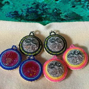 Round Handmade Beaded Earrings - Native American Beaded Jewelry