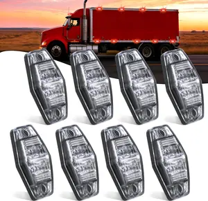 Nilight 2.5 Inch Oval Side Marker Clearance Light 2 LED 8 Pack White Lens Red Light 80LM High Lumen Waterproof Surface Mount 12V Direct Wire for Truck Trailer Boat RV Semi